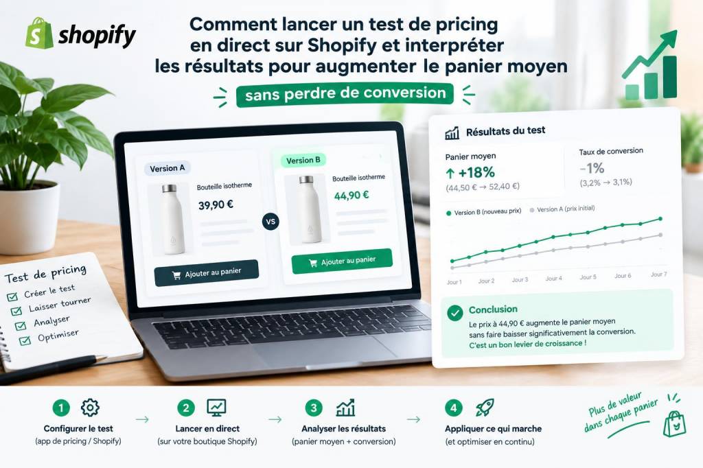 Comment lancer un test de pricing en direct sur shopify et interpréter les résultats pour augmenter le panier moyen zonder perdre de conversion