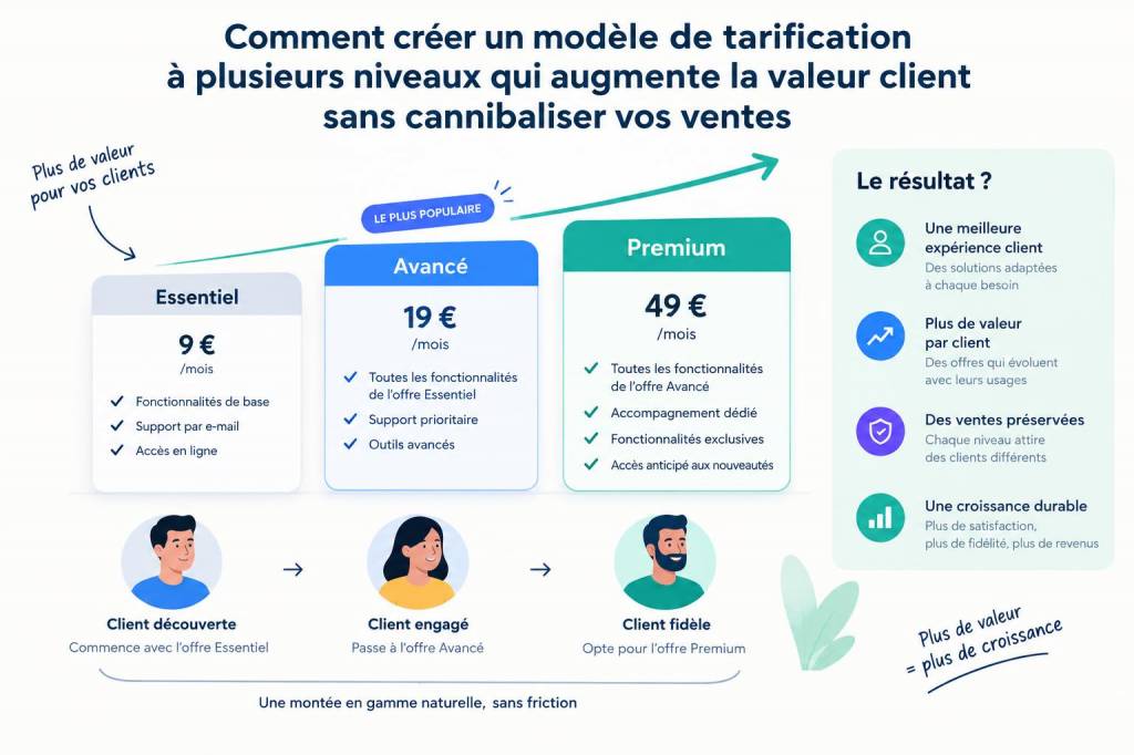Comment créer un modèle de tarification à plusieurs niveaux qui augmente la valeur client sans cannibaliser vos ventes
