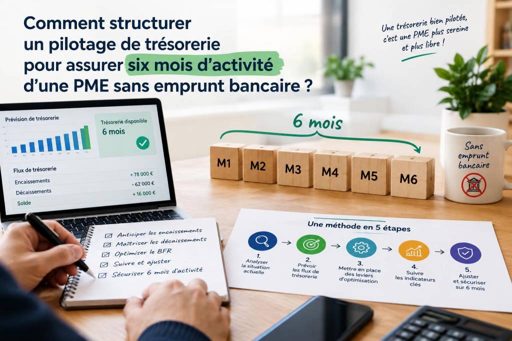 Comment structurer un pilotage de trésorerie pour assurer six mois d’activité d’une pme sans emprunt bancaire