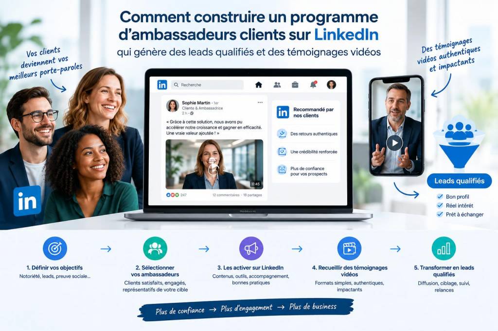 Comment construire un programme d'ambassadeurs clients sur LinkedIn qui génère des leads qualifiés et des témoignages vidéos